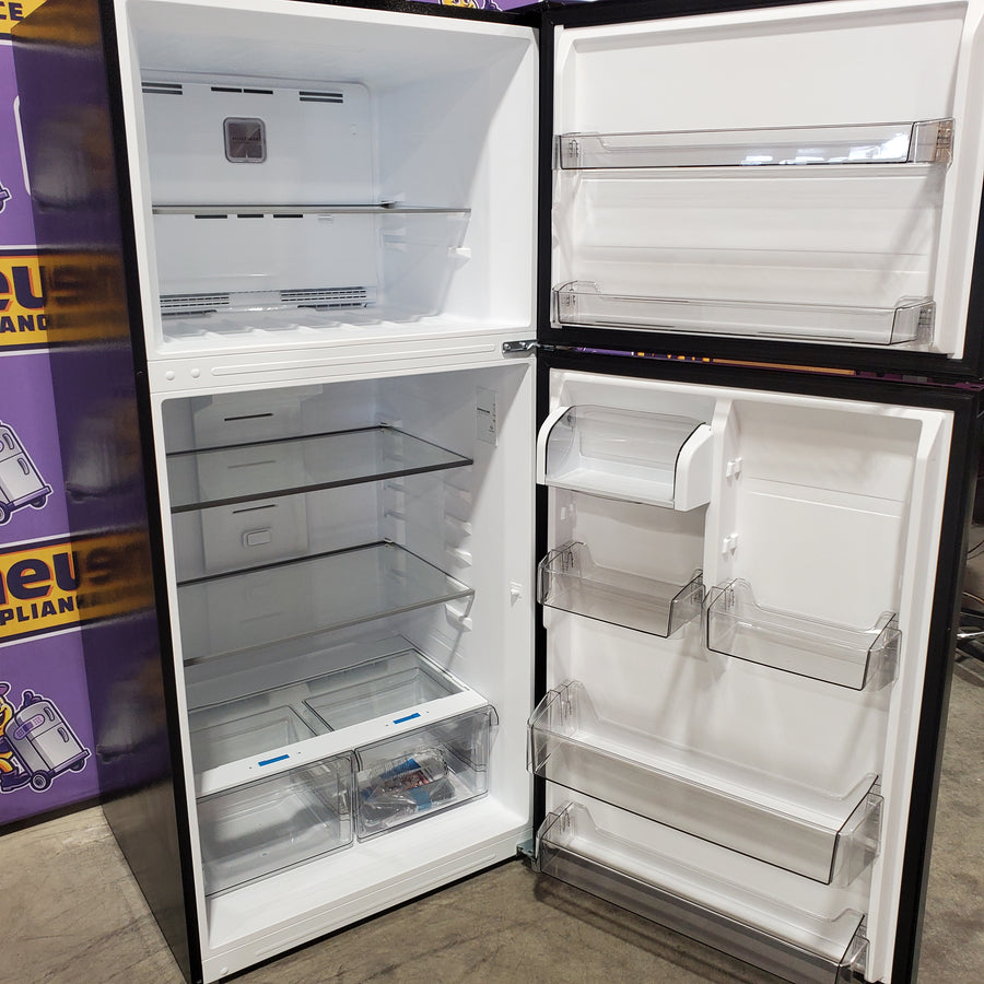 Midea Garage Ready 18 Cu. Ft. Top Freezer Refrigerator with Gallon Sized Door Bins, Ice Maker Ready, and LED Lighting 22132SD134 - MRT18D3BBB - Scratch & Dent (Major)