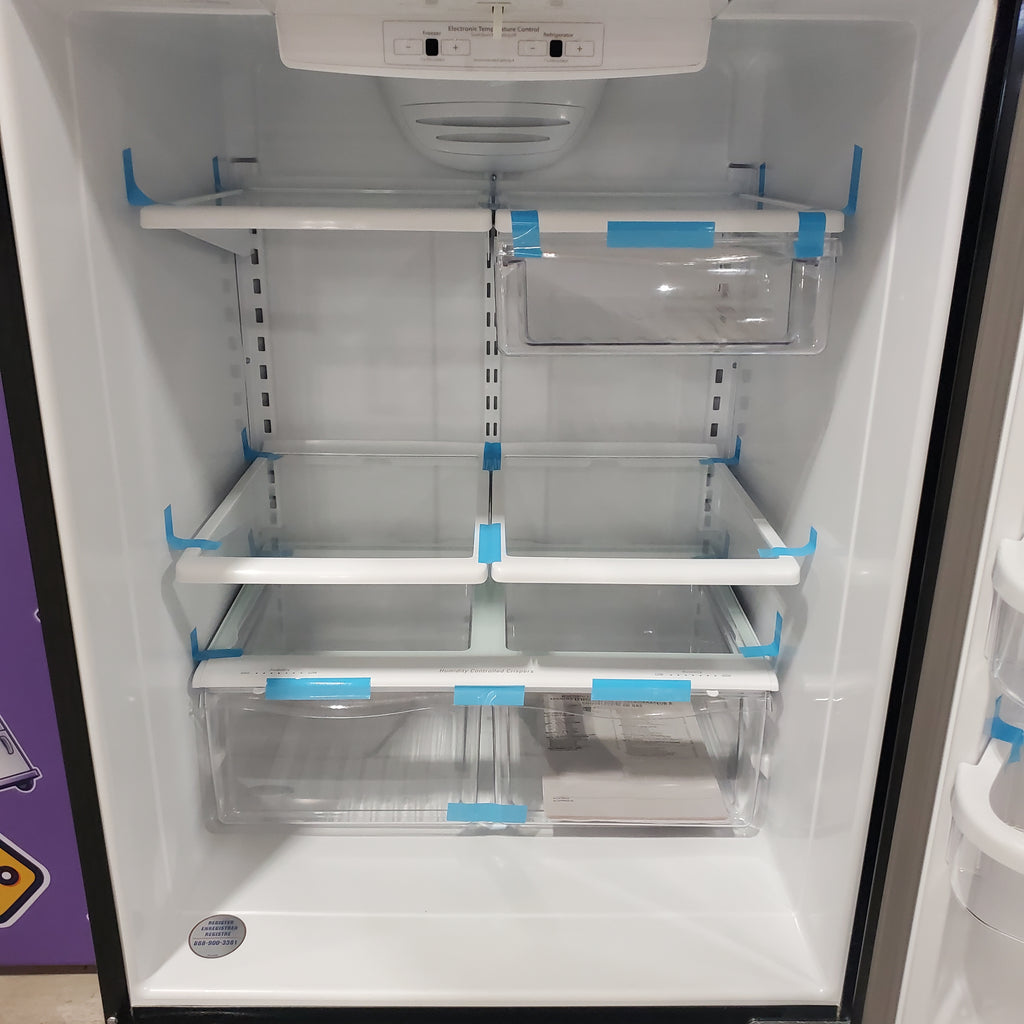 Pictures of Black Whirlpool ENERGY STAR Bottom Freezer 18.7 cu ft Refrigerator with SpillGuard™ Glass Shelves WRB329DMBB - Scratch & Dent (Minor) - Neu Appliance Outlet - Discount Appliance Outlet in Austin, Tx