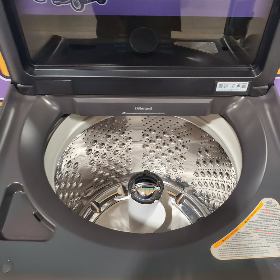 LG 5.3 cu. ft. Smart Top Load Washer with 4-Way® Agitator and AI Sensing EasyUnload™ WT8405CB - New in Box  and LG 7.3 cu. ft. Ultra Large Capacity Rear Control Electric Dryer with LG EasyLoad™ Door and TurboSteam™ 16117 - DLEX8600BE - Open Box