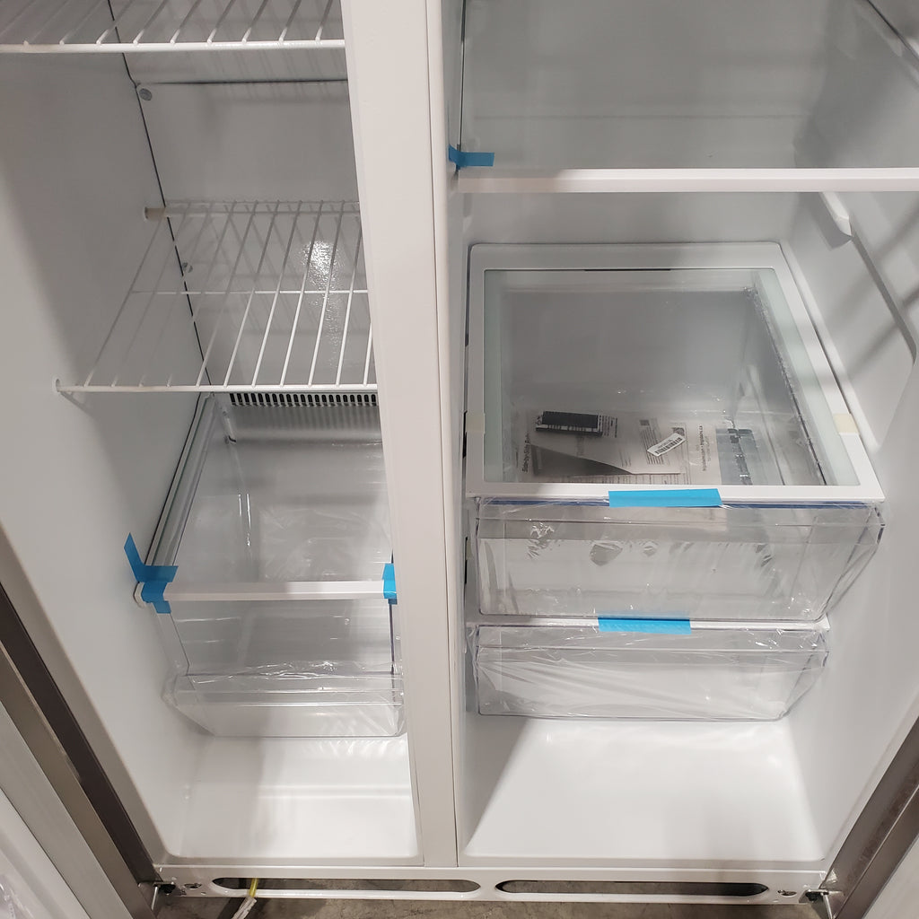 Frigidaire 25.6 cu. ft. ENERGY STAR Side by Side Refrigerator with Exterior Water and Ice Dispenser in Stainless Steel 3SD1061 - FRSS2623AS - Scratch & Dent (Minor)