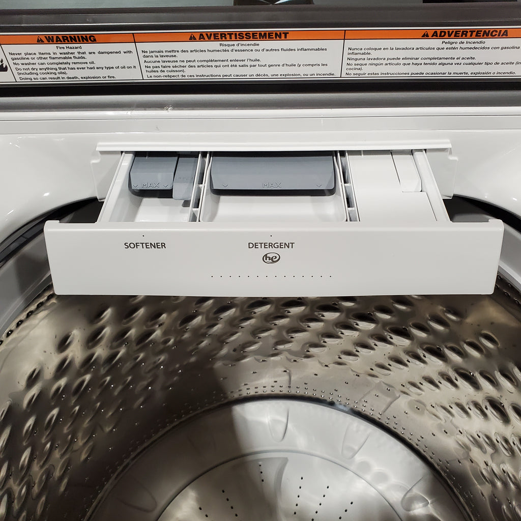 Pictures of Maytag Top Load 4.8 cu ft Washer with Deep Fill and Slow-Close Glass Lid MVW6200KW - Scratch & Dent (Minor) and Maytag 7.0 cu ft Electric Dryer with Moisture Sensing and Quick Dry Cycle 16168 - MED6200KW - Scratch & Dent (Minor) - Neu Appliance Outlet - Discount Appliance Outlet in Austin, Tx
