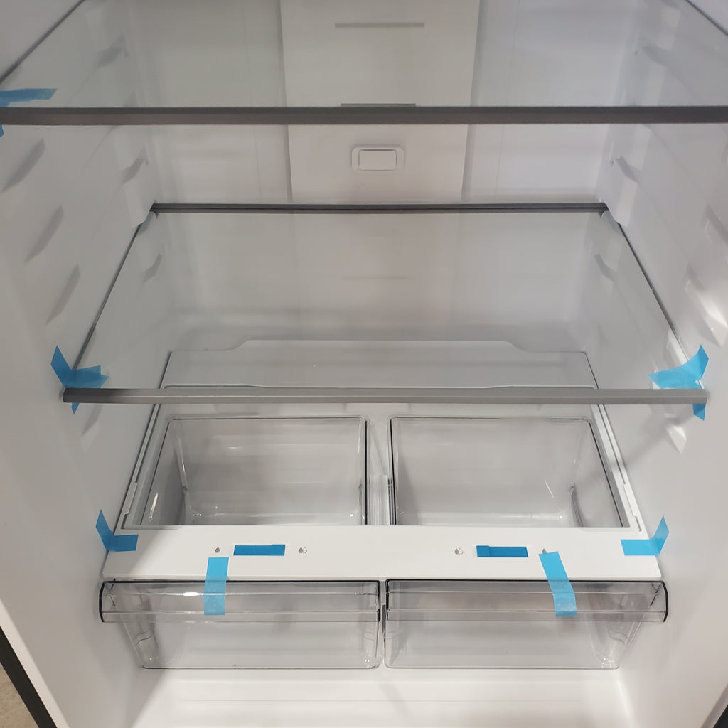 Midea Garage Ready 18 Cu. Ft. Top Freezer Refrigerator with Gallon Sized Door Bins, Ice Maker Ready, and LED Lighting 3SD781 - MRT18D3BBB - Scratch & Dent (Minor)