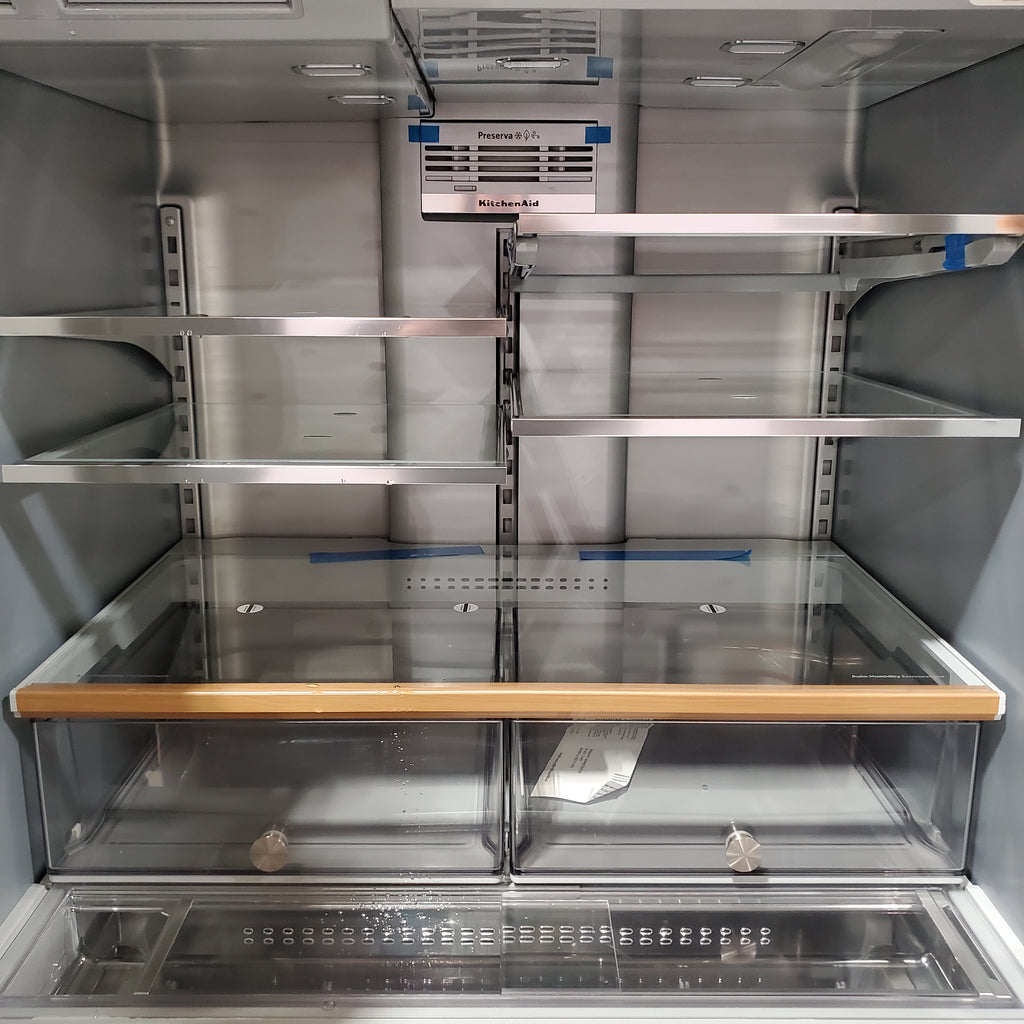 KitchenAid PrintShield Stainless 26.2 Cu. Ft. Multi-Door French Door Refrigerator with Platinum Interior and FreshChill™ Full-Width Refrigerated Drawer 22131SD109 - KRMF536RPS - Open Box