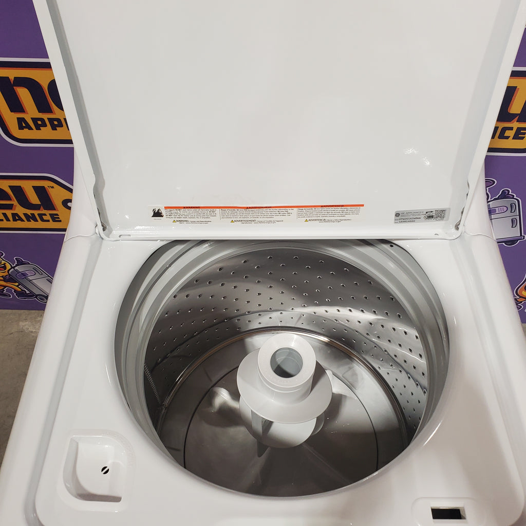 Hotpoint® 4.0 cu. ft. Capacity Washer with Cold Plus and Water Level Control HTW265ASWWW - Scratch & Dent (Minor) and Hotpoint® 6.2 cu. ft. vented Electric Dryer with Auto Dry 16145 - HTX26EASWWW - Certified Refurbished