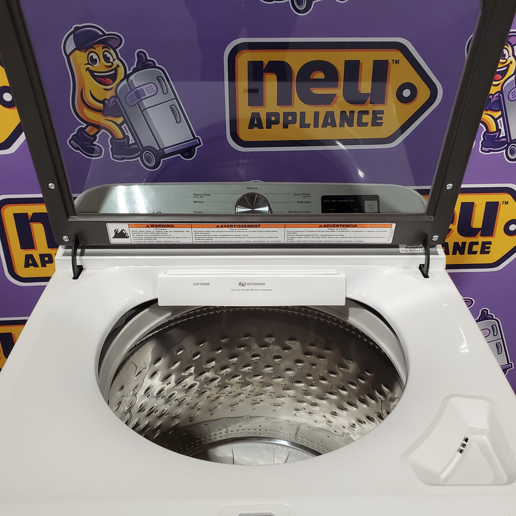 Pictures of Maytag Top Load 4.8 cu ft Washer with Deep Fill and Slow-Close Glass Lid MVW6200KW - Scratch & Dent (Minor) and Maytag 7.0 cu ft Electric Dryer with Moisture Sensing and Quick Dry Cycle 16194 - MED6200KW - Scratch & Dent (Minor) - Neu Appliance Outlet - Discount Appliance Outlet in Austin, Tx