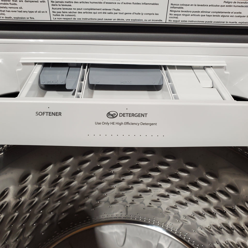 Pictures of Maytag Top Load 4.8 cu ft Washer with Deep Fill and Slow-Close Glass Lid MVW6200KW - Scratch & Dent (Minor) and Maytag 7.0 cu ft Electric Dryer with Moisture Sensing and Quick Dry Cycle 16164 - MED6200KW - Open Box - Neu Appliance Outlet - Discount Appliance Outlet in Austin, Tx