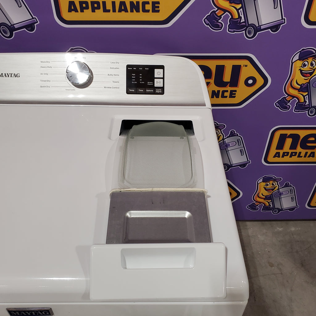 Pictures of Maytag Top Load 4.8 cu ft Washer with Deep Fill and Slow-Close Glass Lid MVW6200KW - Scratch & Dent (Minor) and Maytag 7.0 cu ft Electric Dryer with Moisture Sensing and Quick Dry Cycle 30132SD82 - MED6200KW - Scratch & Dent (Minor) - Neu Appliance Outlet - Discount Appliance Outlet in Austin, Tx