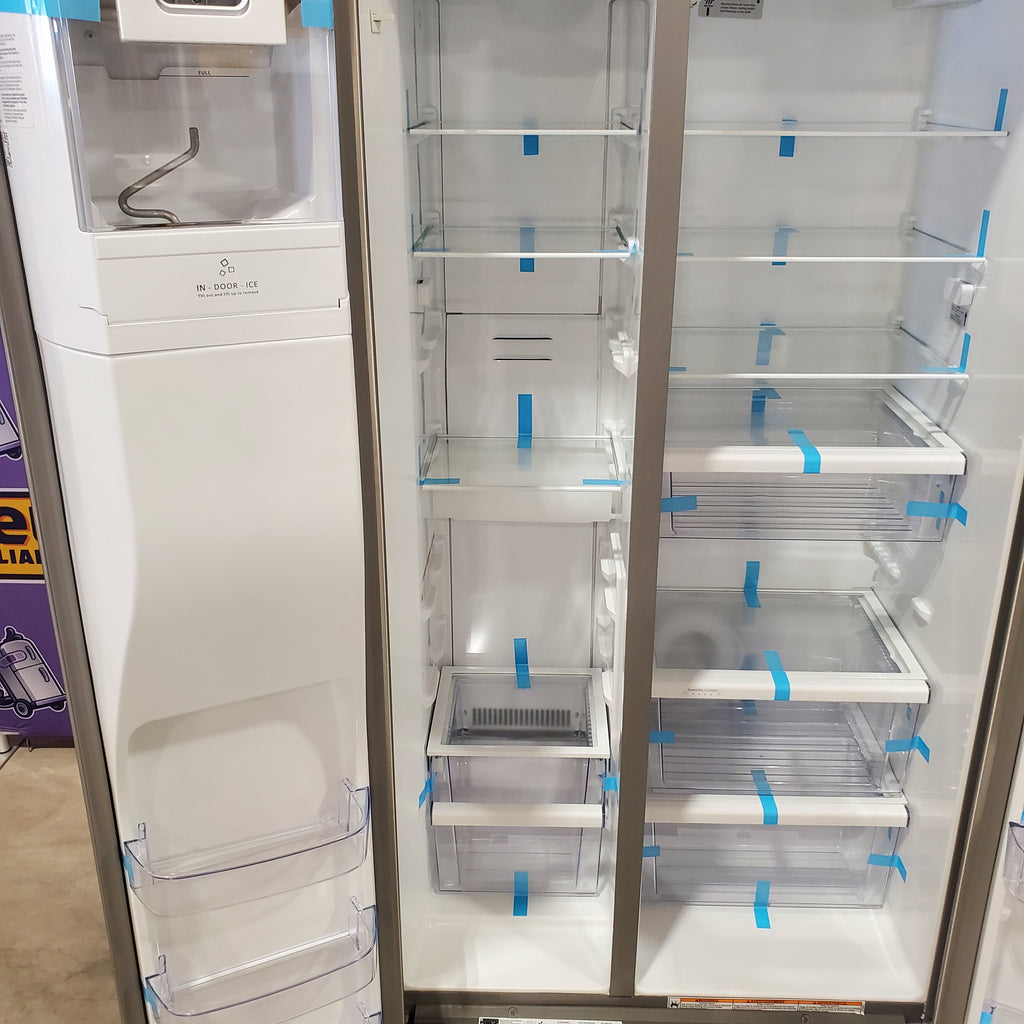 Pictures of Whirlpool Counter Depth 20.6 cu. ft. Side by Side Refrigerator in Fingerprint-Resistant Stainless Steel with In Door Ice and Water Dispenser WRS571CIHZ Scratch & Dent - Minor - Neu Appliance Outlet - Discount Appliance Outlet in Austin, Tx