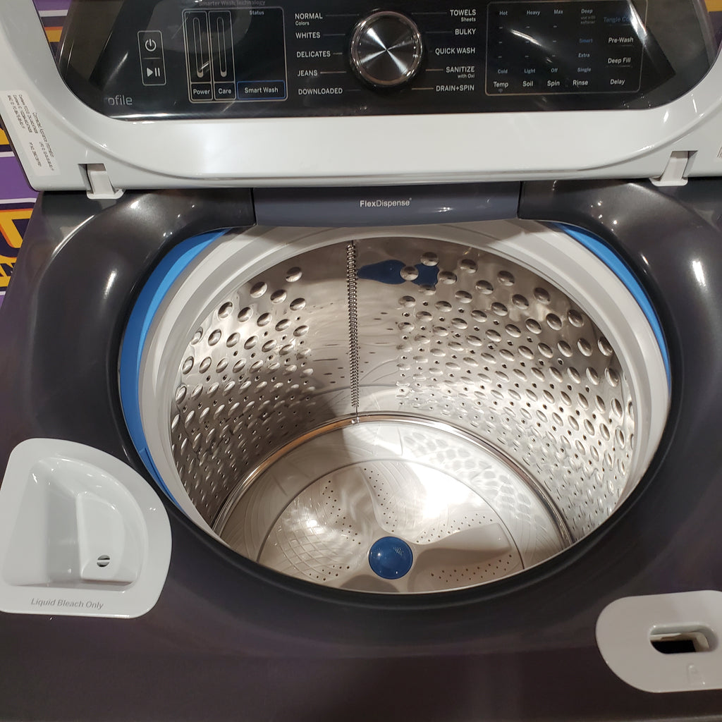 GE Profile™ ENERGY STAR® 5.4 cu. ft. Capacity Washer with Smarter Wash Technology and FlexDispense 3SD646 - PTW700BPTDG - Scratch & Dent (Minor)