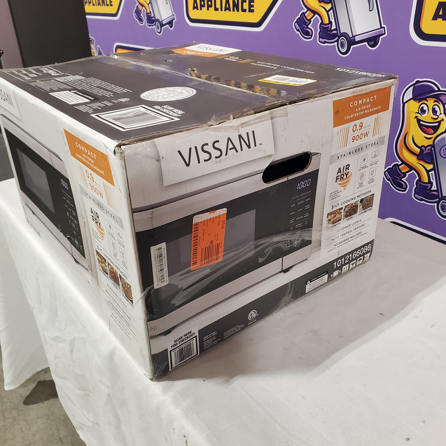 Vissani 19 in. 0.9 cu. ft. 900-Watt Countertop Microwave Oven in Stainless Steel with Convection and Air Fry VSCMAF09S2A09A - New in Box
