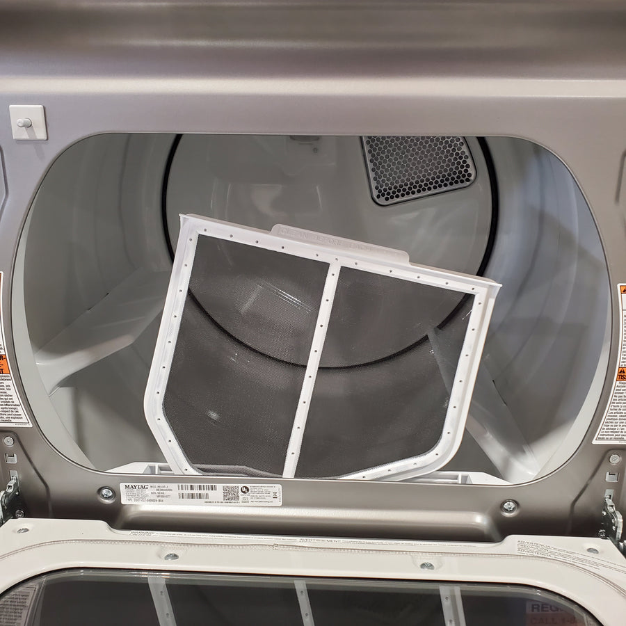 Maytag 7.4 cu. ft. vented Front Load Electric Dryer in Classic Silver with Extra Power 22132SD157 - MED6205RR - Scratch & Dent (Minor)
