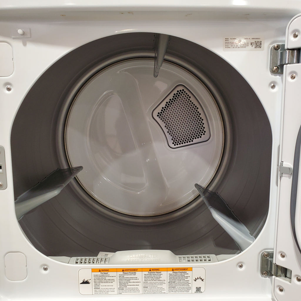LG White Top Load 4.5 Cu. Ft. Washer with NeveRust Drum and TurboDrum Technology WT7000CW - New in Box and LG 7.3 cu. ft. Ultra Large High Efficiency Electric Dryer in White 16067 - DLE7000W - Scratch & Dent (Minor)