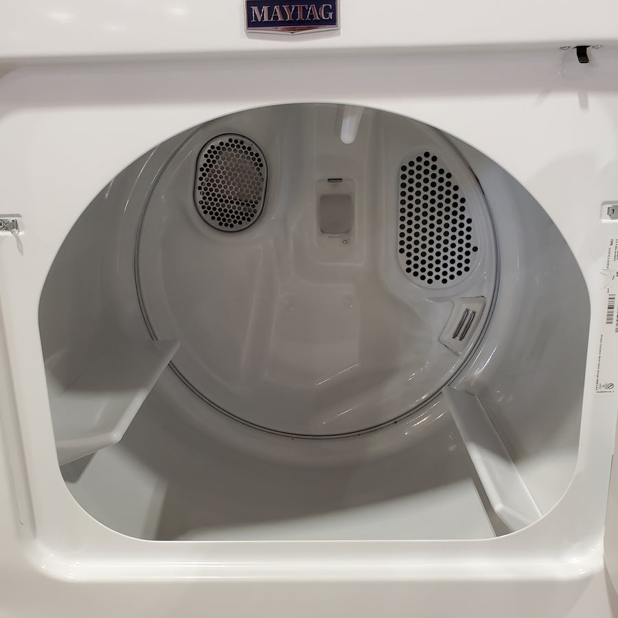 Maytag Top Load 4.8 cu ft Washer with Deep Fill and Slow-Close Glass Lid MVW6200KW - Scratch & Dent (Minor) and Maytag 7.0 cu ft Electric Dryer with Moisture Sensing and Quick Dry Cycle 16213 - MED6200KW - Scratch & Dent (Moderate)