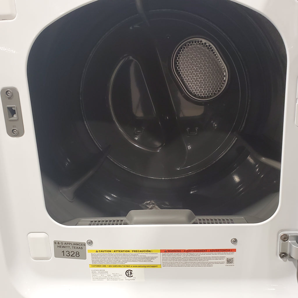 Pictures of Samsung White Electric 7.4 Cu. Ft. Dryer with Sensor Dry and Reversible Door DVE50R5200W - Scratch and Dent (Minor) - Neu Appliance Outlet - Discount Appliance Outlet in Austin, Tx