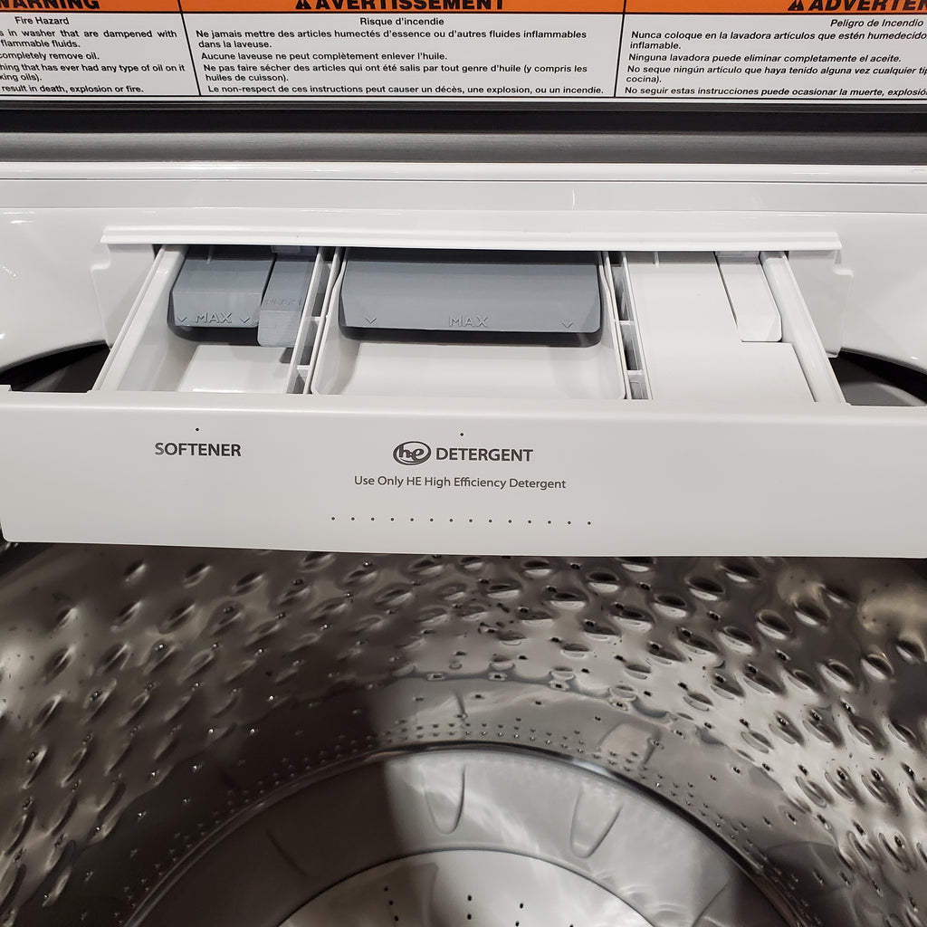Pictures of Maytag Top Load 4.8 cu ft Washer with Deep Fill and Slow-Close Glass Lid MVW6200KW - Scratch & Dent (Minor) and Maytag 7.0 cu ft Electric Dryer with Moisture Sensing and Quick Dry Cycle 16173 - MED6200KW - Scratch & Dent (Minor) - Neu Appliance Outlet - Discount Appliance Outlet in Austin, Tx