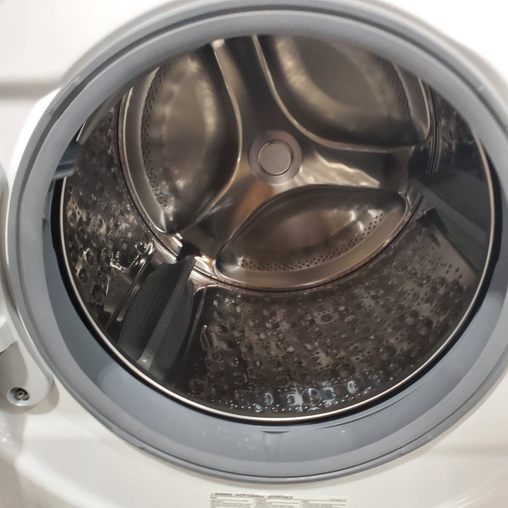 Samsung 4.5 cu. ft. Large Capacity Smart Front Load Washer with Super Speed Wash in White WF45B6300AW - Scratch & Dent (Minor) and Samsung 7.5 cu. ft. Smart Electric Dryer with Steam Sanitize+ in White 16064 - DVE45B6300W - Open Box