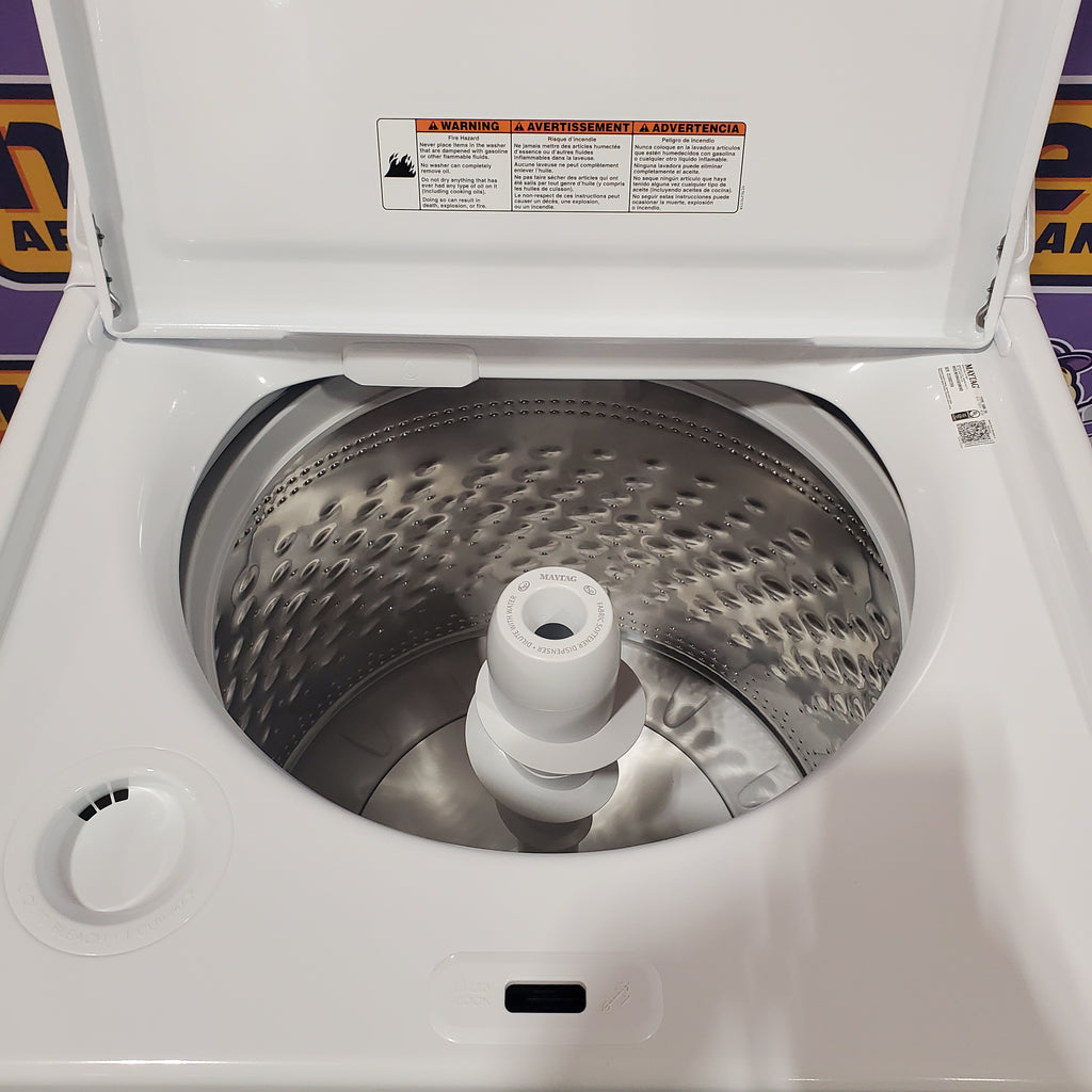 Pictures of Maytag 4.5 cu. ft. Capacity Top Load Washer with Power™ Agitator and Deep Fill MVW4505MW - Open Box and Maytag 7.0 cu. ft. Capacity Top Load Electric Wrinkle Prevent Dryer 16039 - MED4500MW - Open Box - Neu Appliance Outlet - Discount Appliance Outlet in Austin, Tx