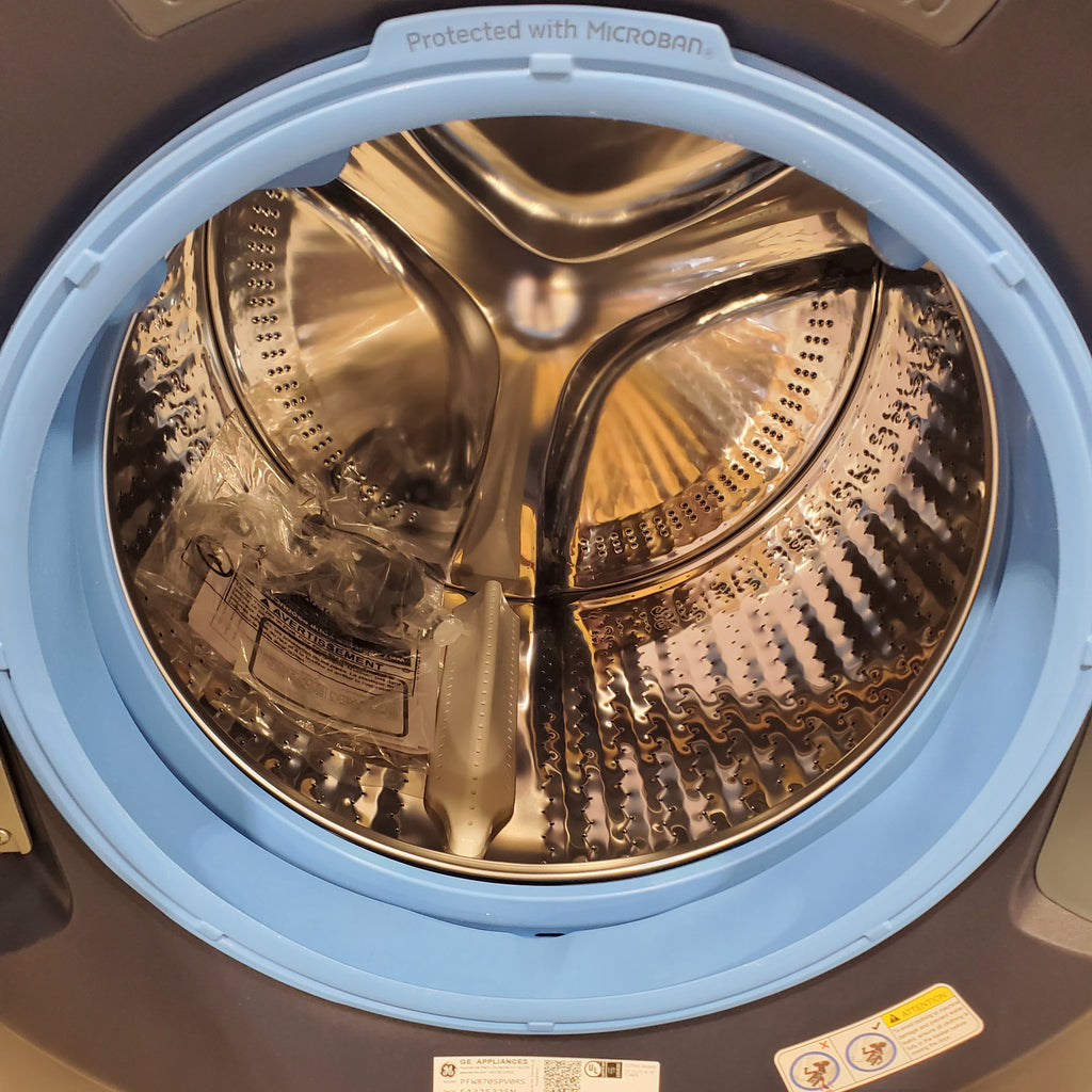 Pictures of GE Profile 5.3 cu. ft. Smart Front Load ENERGY STAR Washer with OdorBlock UltraFresh Vent System and Microban Technology in Sapphire Blue PFW870SPVRS - New in Box - Neu Appliance Outlet - Discount Appliance Outlet in Austin, Tx