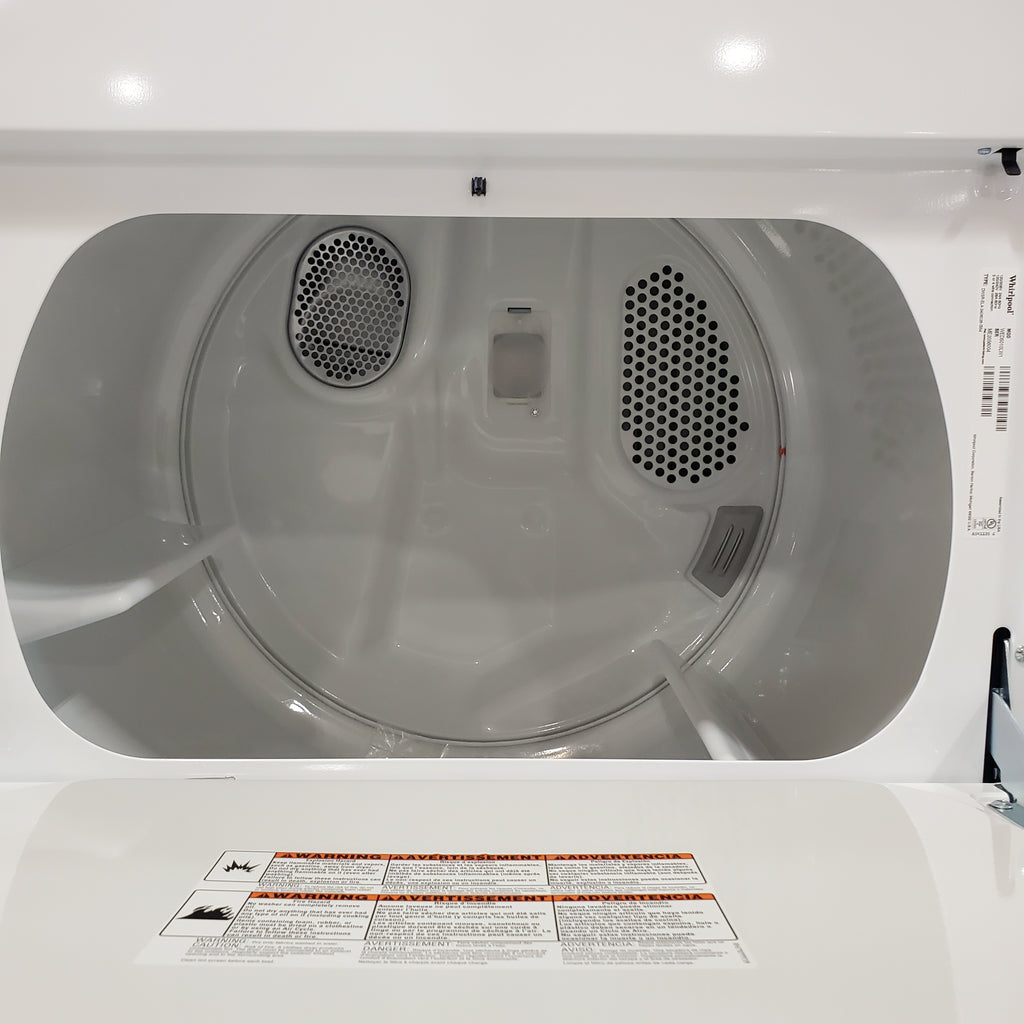 Pictures of 5.2–5.3 Cu. Ft. Whirlpool Top Load Washer in White with Removable Agitator WTW6157PW - Open Box and Whirlpool 7.0 cu. ft. Electric Dryer with Hamper Door WED5010LW - Open Box - Neu Appliance Outlet - Discount Appliance Outlet in Austin, Tx