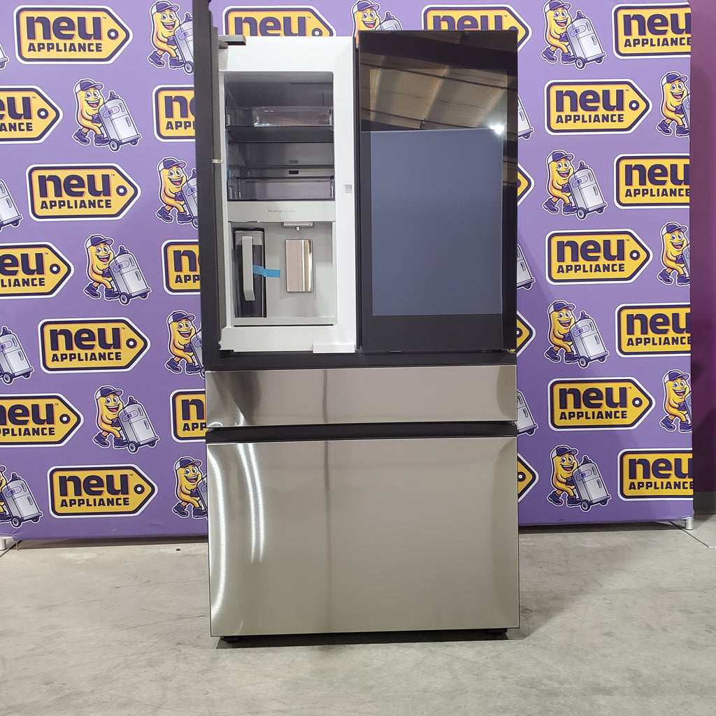 Samsung Bespoke RF90F29AECRAA 4-Door French Door Refrigerator with 'neu appliance' logo