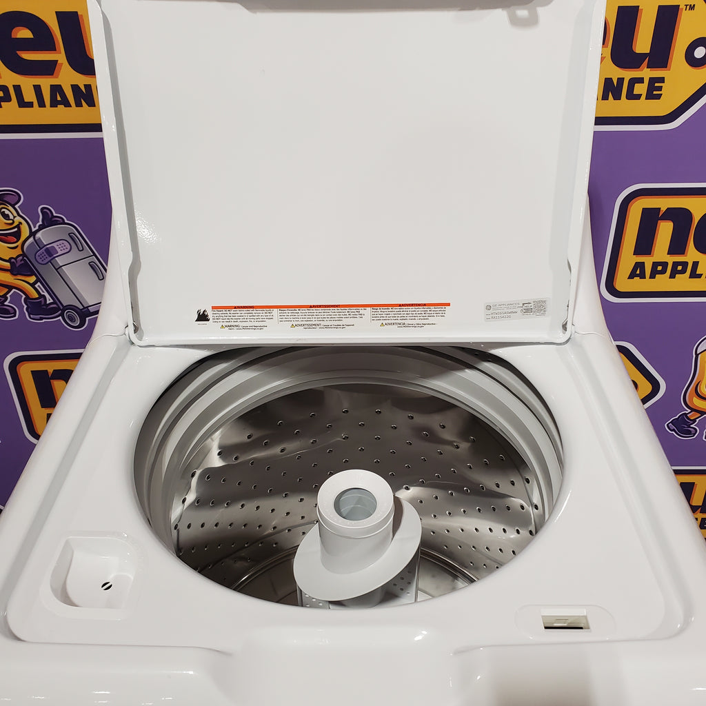 Hotpoint® 4.0 cu. ft. Capacity Washer with Cold Plus and Water Level Control HTW265ASWWW - Open Box and Hotpoint 6.2 cu. ft. Capacity Electric Dryer with Up To 120 ft. Venting and Shallow Depth 16183 - HTX26EASWWW - Scratch & Dent (Moderate)