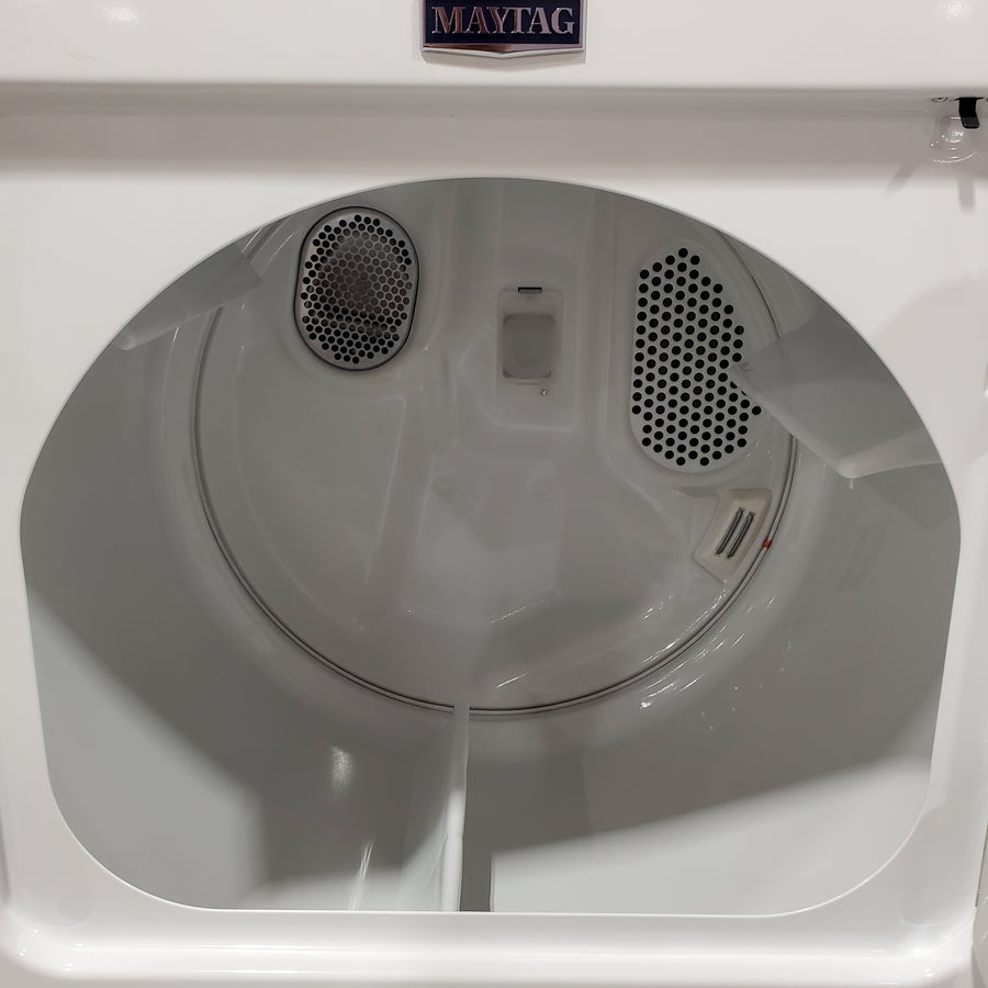 Maytag Top Load 4.8 cu ft Washer with Deep Fill and Slow-Close Glass Lid MVW6200KW - Scratch & Dent (Minor) and Maytag 7.0 cu ft Electric Dryer with Moisture Sensing and Quick Dry Cycle 16194 - MED6200KW - Scratch & Dent (Minor)