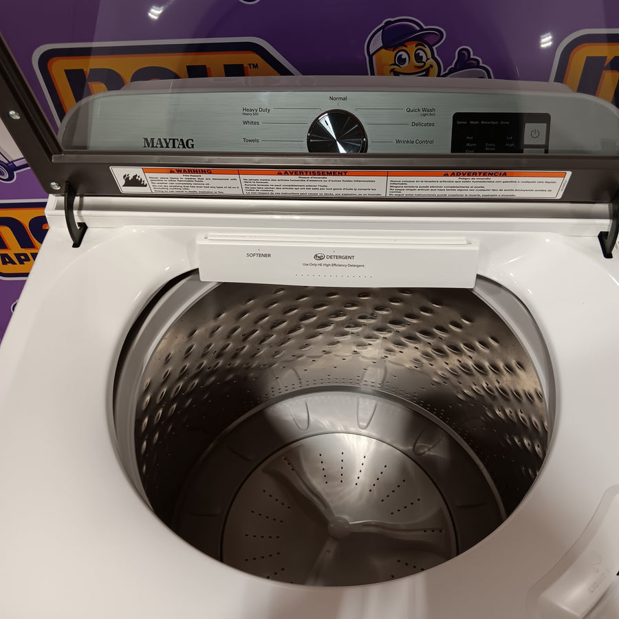 Maytag Top Load 4.8 cu ft Washer with Deep Fill and Slow-Close Glass Lid MVW6200KW - Scratch & Dent (Minor) and Maytag 7.0 cu ft Electric Dryer with Moisture Sensing and Quick Dry Cycle 16190 - MED6200KW - Scratch & Dent (Moderate)