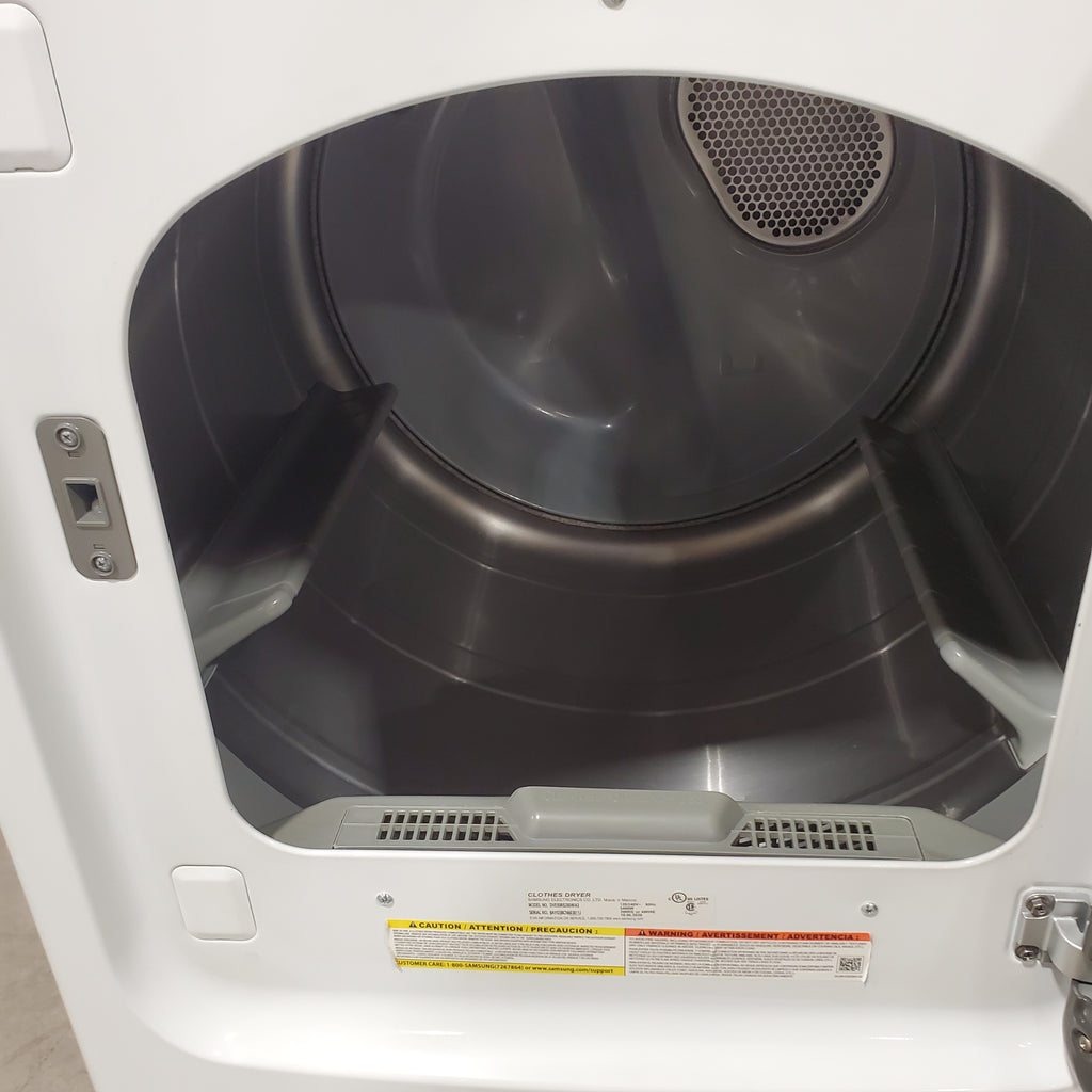 Pictures of Samsung White Top Load 5.4 Cu. Ft. Washer with Active Water Jet WA50R5200AW/US - Certified Refurbished and Samsung White 7.4 cu. ft. Electric Dryer in White with Steam Sanitize+ DVE54R7200W/A3 - Certified Refurbished - Neu Appliance Outlet - Discount Appliance Outlet in Austin, Tx