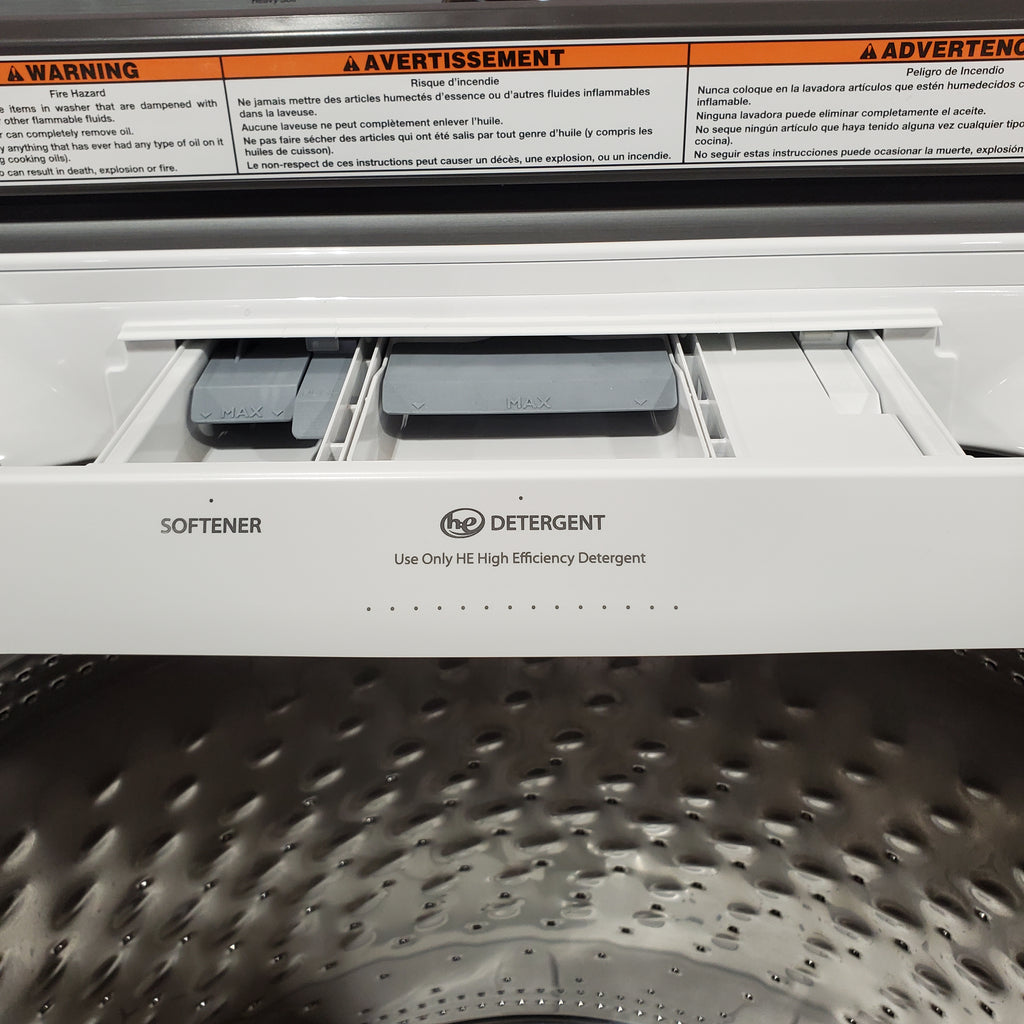 Pictures of Maytag Top Load 4.8 cu ft Washer with Deep Fill and Slow-Close Glass Lid MVW6200KW - Scratch & Dent (Minor) and Maytag 7.0 cu ft Electric Dryer with Moisture Sensing and Quick Dry Cycle 16162 - MED6200KW - Scratch & Dent (Minor) - Neu Appliance Outlet - Discount Appliance Outlet in Austin, Tx