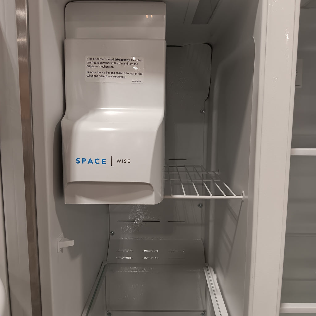 Pictures of Frigidaire 22 Cu. Ft. Counter-Depth Side-by-Side Refrigerator in Stainless Steel 20131SD192 - FRSC2333AS - Scratch & Dent (Major) - Neu Appliance Outlet - Discount Appliance Outlet in Austin, Tx