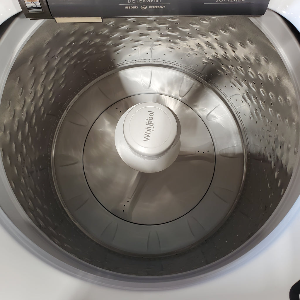 Pictures of Whirlpool High Efficiency Agitator Large Top-Load Washer in White WTW5105HW - Scratch & Dent (Minor) and Whirlpool 7.0 cu. ft. Electric Dryer with Hamper Door 16118 - WED5010LW - Open Box - Neu Appliance Outlet - Discount Appliance Outlet in Austin, Tx