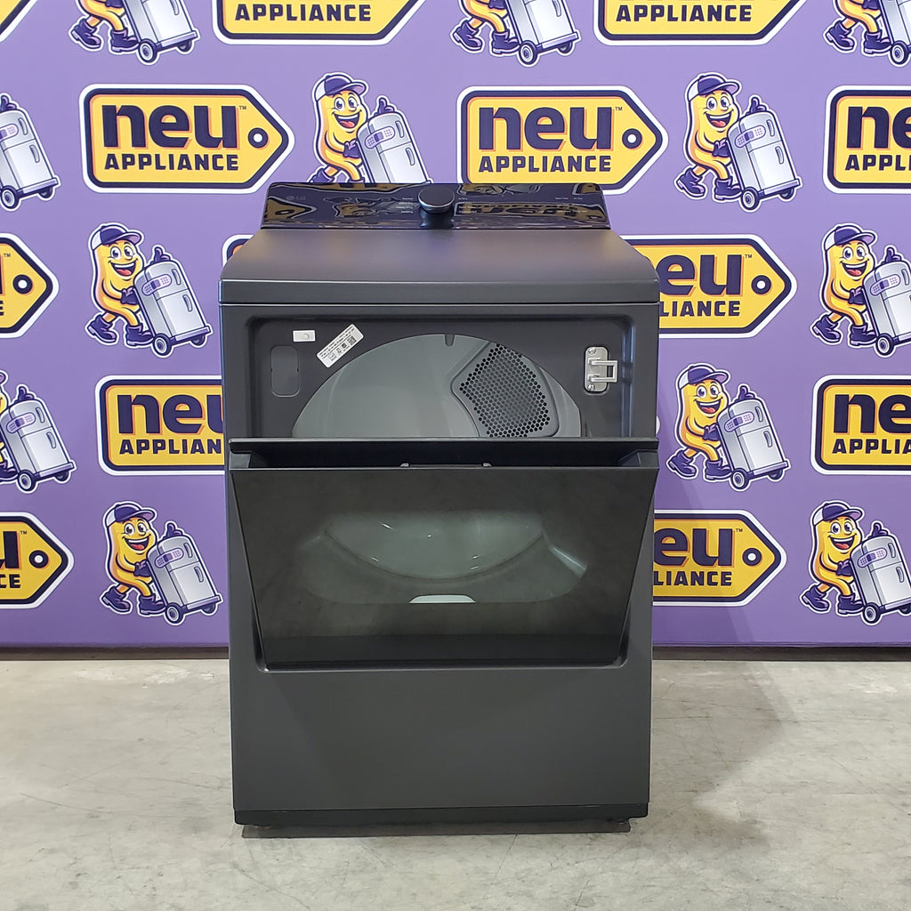 Pictures of LG 5.3 cu. ft. Capacity Top Load Washer with 4-Way® Agitator and EasyUnload™ WT8405CB - Open Box and LG 7.3 cu. ft. Capacity Smart Rear Control Electric Dryer with AI Sensing, EasyLoad™ Door DLE8400BE - Open Box - Neu Appliance Outlet - Discount Appliance Outlet in Austin, Tx