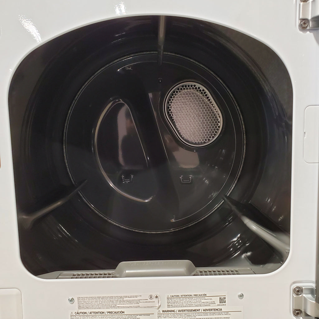 Pictures of Samsung 4.4 cu. ft. Top Load Washer with ActiveWave™ Agitator and Soft-Close Lid in White WA44A3205AW Open Box and Samsung 7.2 cu. ft. Gas Dryer with Sensor Dry in White DVG45T3200W - Scratch & Dent (Minor) - Neu Appliance Outlet - Discount Appliance Outlet in Austin, Tx