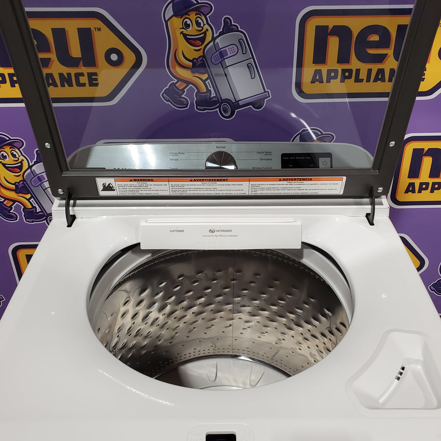 Maytag Top Load 4.8 cu ft Washer with Deep Fill and Slow-Close Glass Lid MVW6200KW - Scratch & Dent (Minor) and Maytag 7.0 cu ft Electric Dryer with Moisture Sensing and Quick Dry Cycle 16200 - MED6200KW - Scratch & Dent (Moderate)