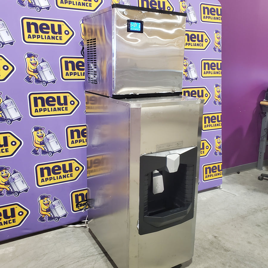Hooure 22.2in.Freestanding Commercial Ice Maker Bin 200lbs.Storage 0lbs./24 H Stainless Steel Ice Maker Full Size Cubes, Crusher AD156BTHD - Scratch & Dent (Minor)