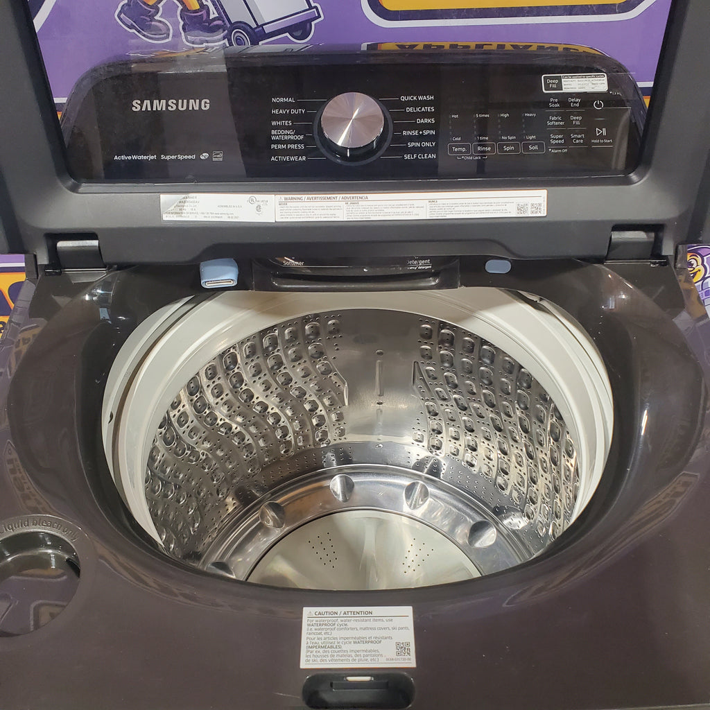 Pictures of Samsung 5.0 cu. ft. Energy Star Top Load Washer with Active Water Jet in Black Stainless Steel 1CR04035 - WA50R5400AV - Certified Refurbished - Neu Appliance Outlet - Discount Appliance Outlet in Austin, Tx