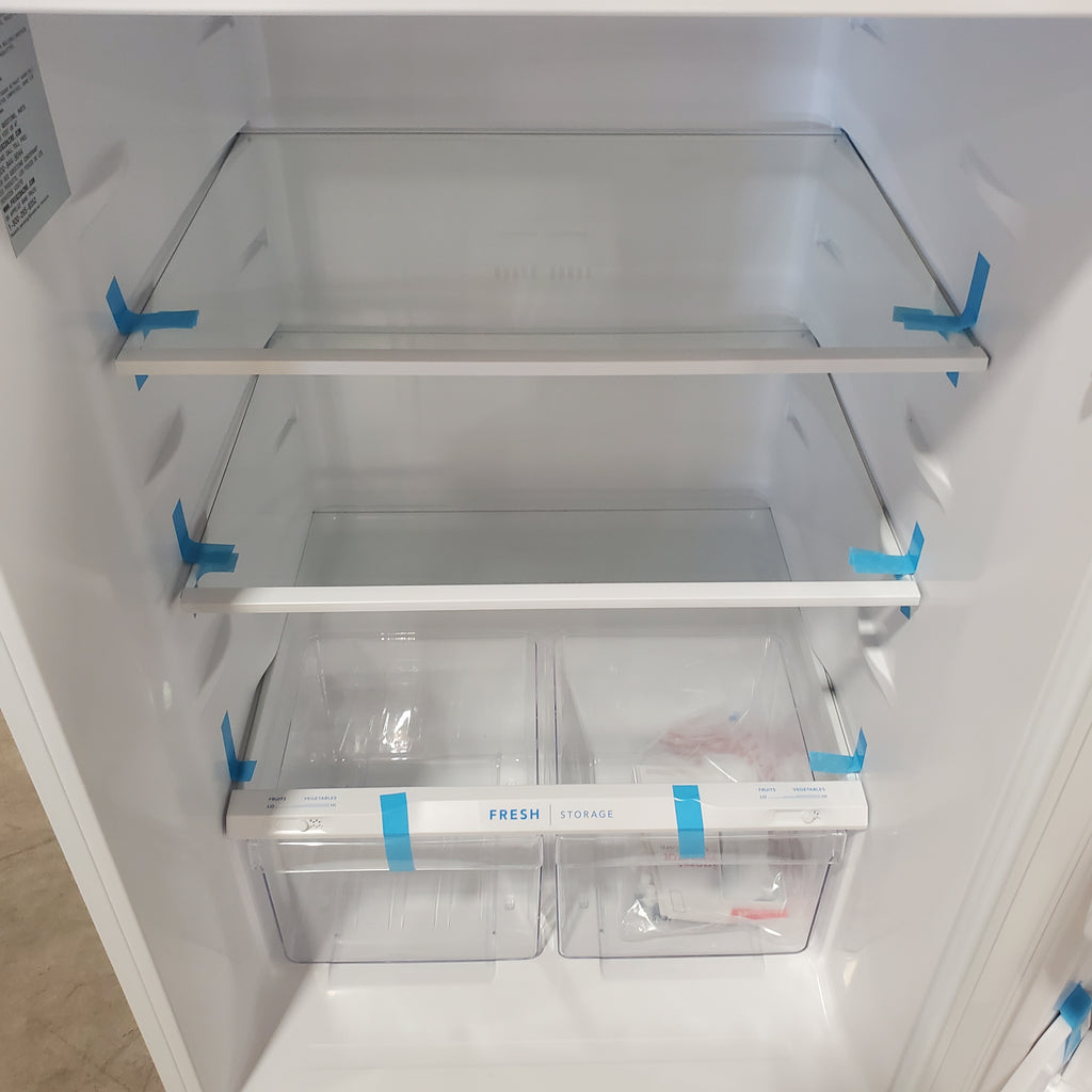 Frigidaire Top Freezer 18 Cu. Ft. Capacity Refrigerator with Spacious Interior Storage and Bright LED Lighting in White FFHT1822UW - Scratch and Dent (Major)