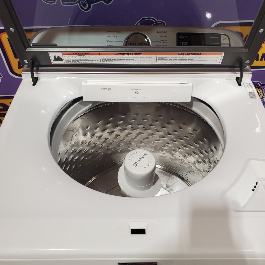 Pictures of Maytag 4.7 cu. ft. Smart Top Load Washing Machine with Deep Fill Option MVW6230HW - Scratch & Dent (Minor) and Maytag 7.4 cu. ft. Electric Steam Dryer with Extra Power Button 16076 - MED7230HW - Scratch & Dent (Minor) - Neu Appliance Outlet - Discount Appliance Outlet in Austin, Tx