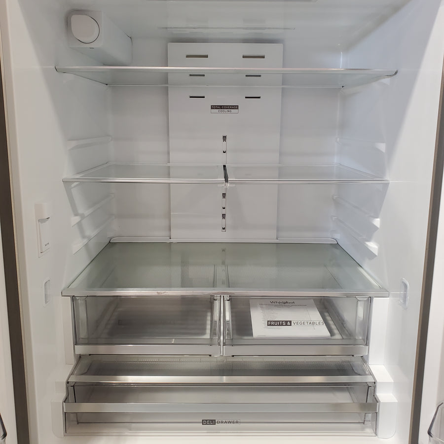Whirlpool 31 cu. ft. Standard Depth French Door Refrigerator in Fingerprint Resist Stainless Finish w/ Interior Dispenser WRFF3336SZ - Scratch & Dent (Moderate)