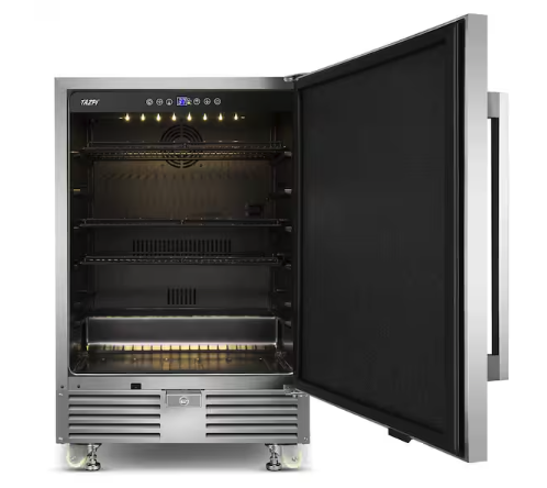 TAZPI 4.9cu. ft. 24 in. 190 Can Built-In/Freestanding Outdoor Cooler Fridge with 4 wheels, Weatherproof, Stainless Steel 25132SD360 - TAOT24HD - Open Box