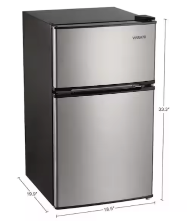 Vissani 3.2 cu. ft. Mini Refrigerator in Stainless Look with 2-Doors, Glass Shelves, and Energy Efficiency MDCM31SS5 - Scratch & Dent (Minor)