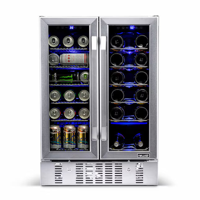 NewAir 23.50-in W 18-Bottles Dual Zone Cooling Built-in/Freestanding Indoor Wine Cooler in Stainless Steel 251315SD1095 - AWB-360DB - Scratch & Dent (Minor)