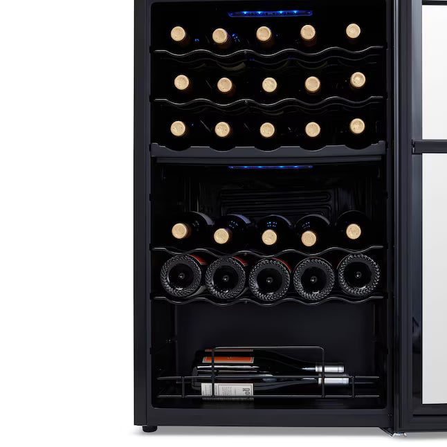 NewAir 61.5-in W 33-Bottles Mirrored Black Dual Zone Cooling Freestanding Indoor Wine Cooler NWC033BKD0 - Open Box