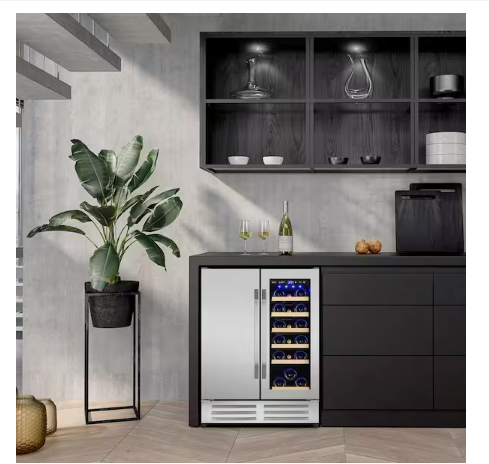 Velivi 24 in.Dual Zone 20-Wine Bottles and 88-Can Built-In and Freestanding with French Door Beverage Cooler in Stainless Steel 251315SD1077 - KMYL 120-2 - Scratch & Dent (Moderate)