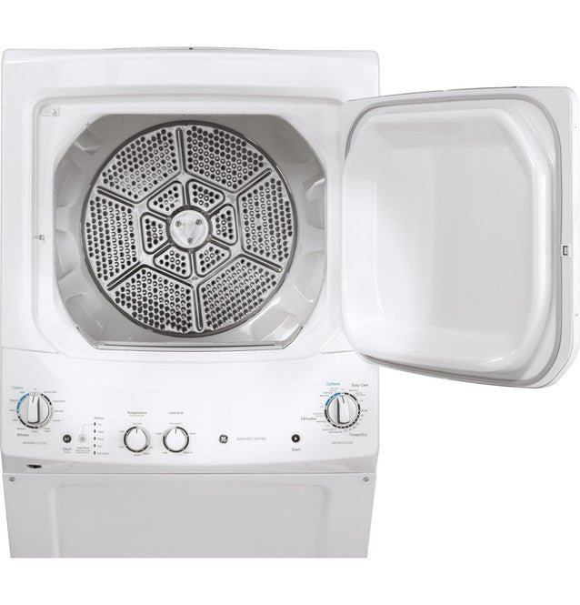 GE Unitized Spacemaker® 3.8 cu. ft. Capacity Washer with Stainless Steel Basket and 5.9 cu. ft. Capacity Gas Dryer 22133SD177 - GUD27GSSMWW - Scratch & Dent (Minor)