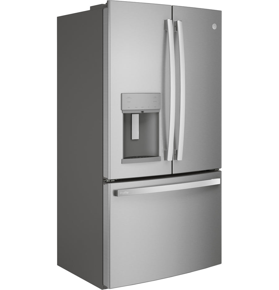 GE Profile™ ENERGY STAR® 22.1 Cu. Ft. Counter-Depth Fingerprint Resistant Stainless French-Door Refrigerator with Hands-Free AutoFill PYE22KYNFS - Certified Refurbished