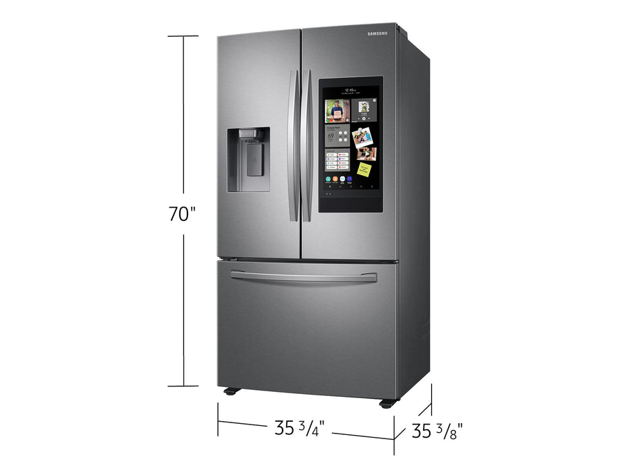 Samsung 26.5 cu. ft. Large Capacity 3-Door French Door Refrigerator with Family Hub™ and External Water & Ice Dispenser in Stainless Steel RF27T5501SR - Scratch & Dent (Major)