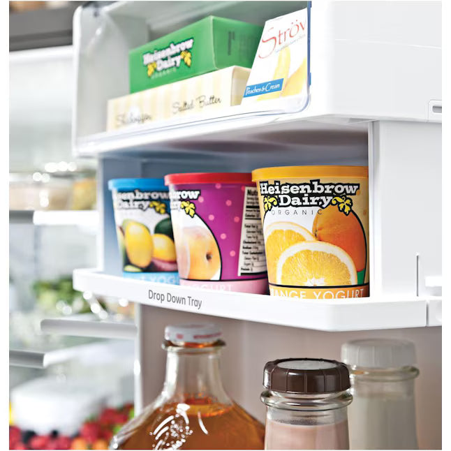 GE Cafe 27.8-cu ft French Door Refrigerator with Ice Maker, Water and Ice Dispenser ENERGY STAR in Stainless Steel 31131SD21 - CFE28TSHSS - Scratch & Dent (Minor)