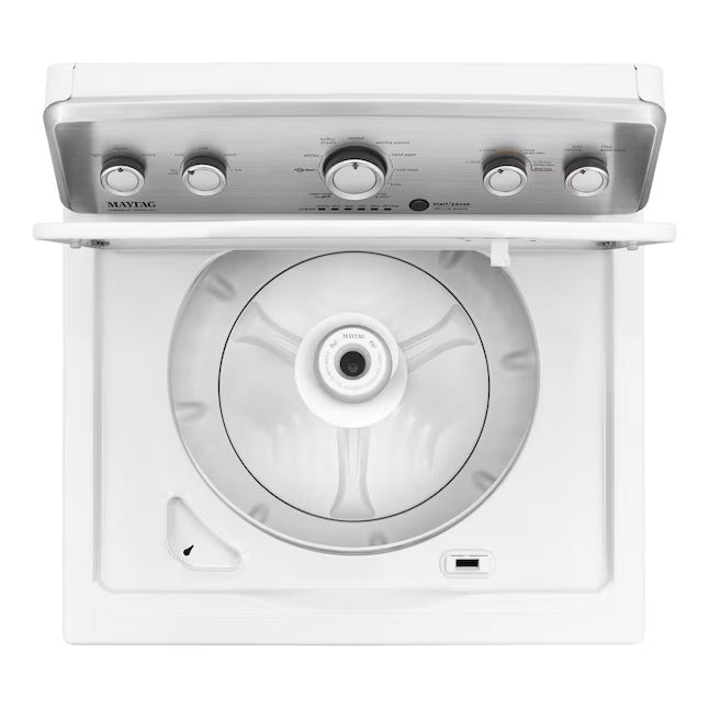 Maytag 4.2-cu ft High Efficiency Agitator Medium Top-Load Washer in White MVWC565FW - Scratch & Dent (Moderate)