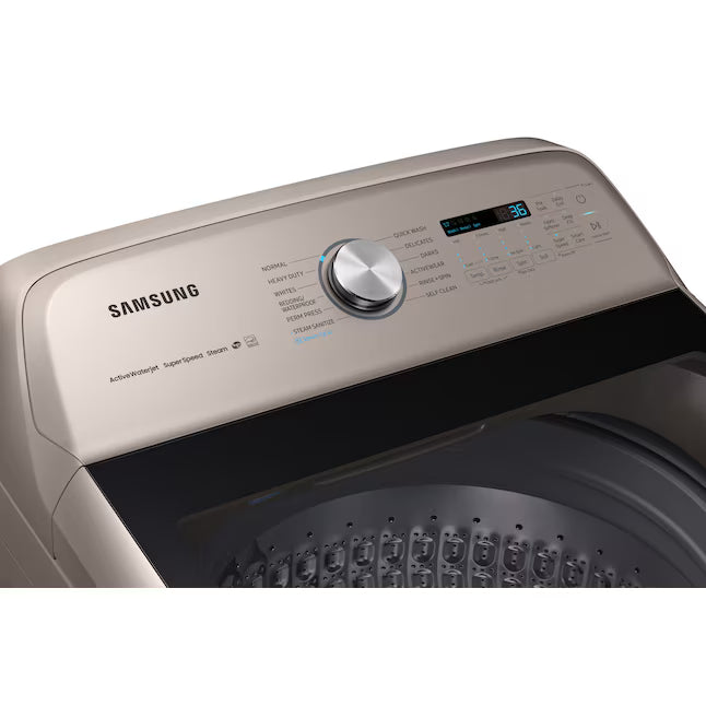 Samsung High Efficiency Extra Large ( 5.4-cu ft ) Top-Load Washer with Steam Cycle in Champagne WA54R7600AC - Certified Refurbished